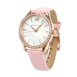 Michael Kors Layton Three-Hand White Dial Pink Leather Strap Watch for Women - MK2909