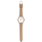 Michael Kors Layton Mother of Pearl White Dial Brown Leather Strap Watch For Women - MK2910