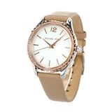 Michael Kors Layton Mother of Pearl White Dial Brown Leather Strap Watch For Women - MK2910