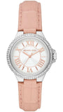 Michael Kors Camille Three-Hand Crystals White Dial Pink Leather Strap Watch for Women - MK2963