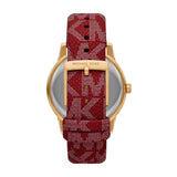 Michael Kors Tibby Multifunction Silver Dial Red Leather Strap Watch For Women - MK2975