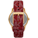 Michael Kors Tibby Multifunction Silver Dial Red Leather Strap Watch For Women - MK2975