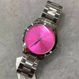 Michael Kors Slim Runway Quartz Pink Dial Silver Steel Strap Watch For Women - MK3291