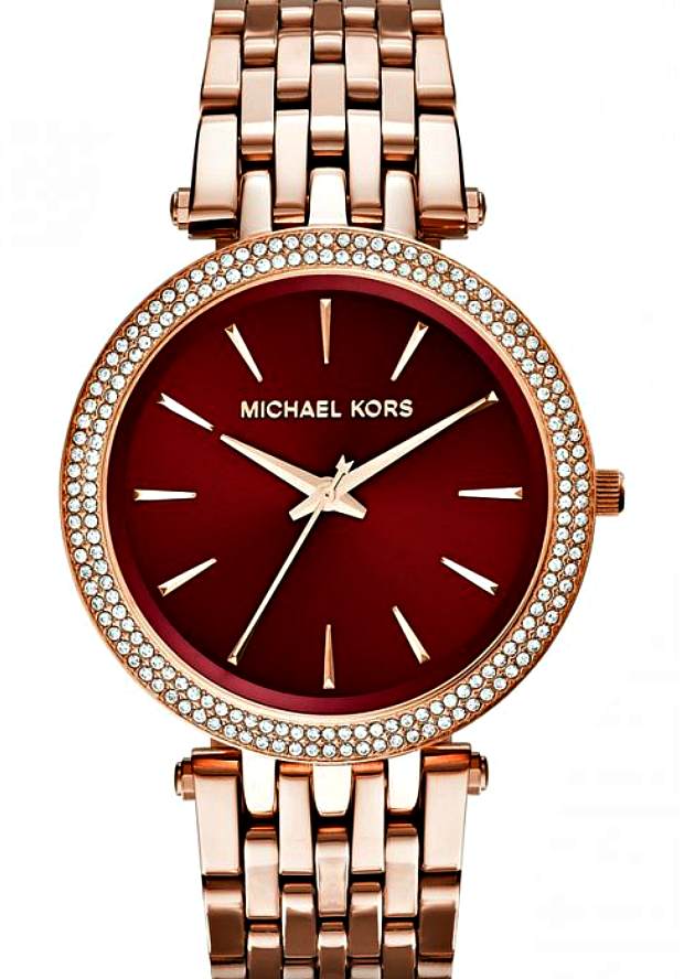 Michael Kors Darci Red DIal Rose Gold Stainless Steel Strap Watch for Women - MK3378