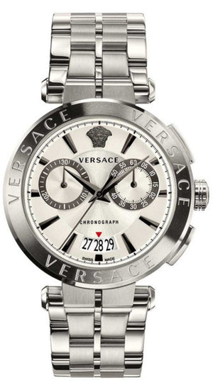 Versace Aion Chronograph White Dial Silver Steel Strap Watch for Men - VBR040017