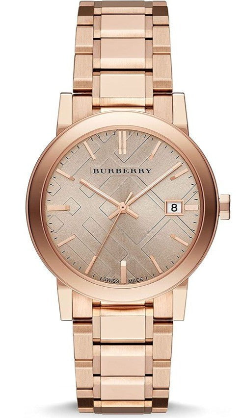 Burberry The City Rose Gold Dial Rose Gold Steel Strap Watch for Women