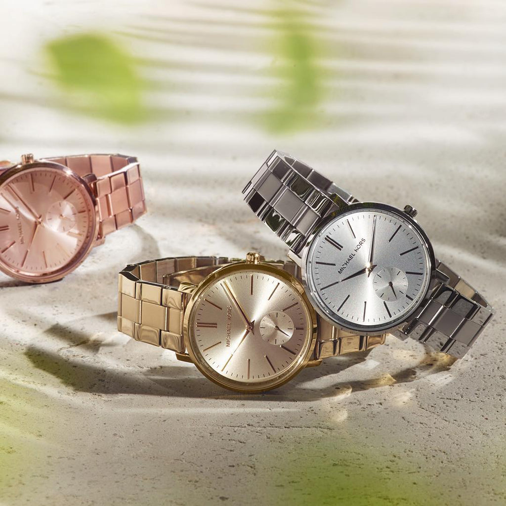 Michael Kors Jaryn Analog Quartz Gold Dial Gold Steel Strap Watch