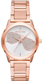 Michael Kors Hartman Analog White Dial Rose Gold Steel Strap Watch For Women - MK3673