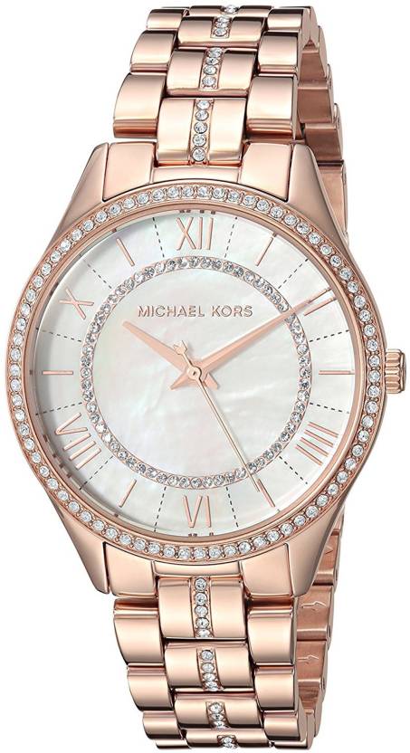 Michael Kors Lauryn Rose Watch Strap Steel Gold Women for Mother Dial Pearl of
