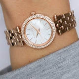 Michael Kors Darci Analog Mother of Pearl Dial Rose Gold Steel Strap Watch For Women - MK3832