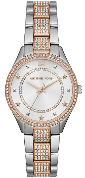 Michael Kors Lauryn Quartz White Dial Two Tone Steel Strap Watch For Women - MK4388