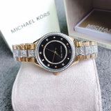 Michael Kors Lauryn Crystal Pave Black Dial Two Tone Steel Strap Watch For Women - MK4403