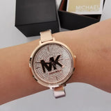 Michael Kors Charley Quartz Crystals Rose Gold Dial Rose Gold Steel Strap Watch For Women - MK4433