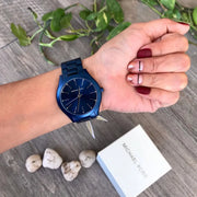 Michael Kors Slim Runway Quartz Blue Dial Blue Steel Strap Watch For Women - MK4503