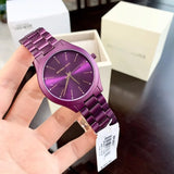 Michael Kors Slim Runway Quartz Purple Dial Purple Steel Strap Watch For Women - MK4507