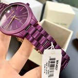 Michael Kors Slim Runway Quartz Purple Dial Purple Steel Strap Watch For Women - MK4507