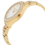 Michael Kors Liliane Mother of Pearl White Dial Gold Steel Strap Watch For Women - MK4555