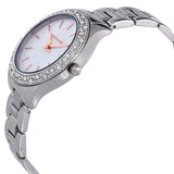 Michael Kors Liliane Three Hand Mother of Pearl White Dial Silver Steel Strap Watch For Women - MK4556