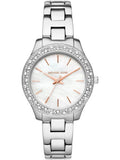 Michael Kors Liliane Three Hand Mother of Pearl White Dial Silver Steel Strap Watch For Women - MK4556