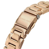 Michael Kors Lilane Three Hand Mother of Pearl White Dial Rose Gold Steel Strap Watch For Women - MK4557