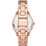 Michael Kors Lilane Three Hand Mother of Pearl White Dial Rose Gold Steel Strap Watch For Women - MK4557