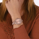 Michael Kors Abbey Three-Hand Analog Crystals Rose Gold Dial Rose Gold Steel Strap Watch for Women - MK4617