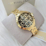 Michael Kors Slim Runway Crystals Gold Dial Gold Steel Strap Watch for Women - MK4659