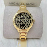 Michael Kors Slim Runway Crystals Gold Dial Gold Steel Strap Watch for Women - MK4659