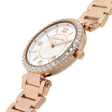 Michael Kors Parker Three-Hand Mother of Pearl White Dial Rose Gold Steel Strap Watch For Women - MK4695