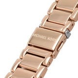 Michael Kors Parker Three-Hand Mother of Pearl White Dial Rose Gold Steel Strap Watch For Women - MK4695