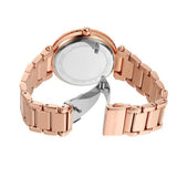 Michael Kors Parker Three-Hand Mother of Pearl White Dial Rose Gold Steel Strap Watch For Women - MK4695