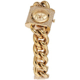 Michael Kors Chain Lock Pave Gold Dial Gold Steel Strap Watch For Women - MK4711