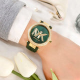 Michael Kors Parker Green Dial Green Leather Strap Watch For Women - MK4724