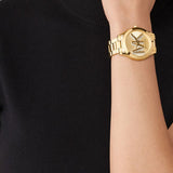 Michael Kors Runway Gold Dial Gold Steel Strap Watch For Women - MK4732