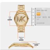 Michael Kors Runway Gold Dial Gold Steel Strap Watch For Women - MK4732