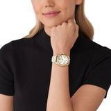 Michael Kors Lexington Analog Silver Dial White Leather Strap Watch For Women - MK4746