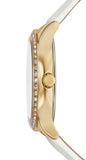 Michael Kors Sage Three-Hand Mother of Pearl White Dial White Leather Strap Watch for Women - MK4818