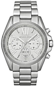 Michael Kors Bradshaw Chronograph Silver Dial Silver Steel Strap Watch for Men - MK5535