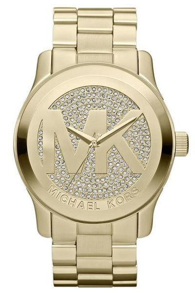 MICHAEL KORS WATCH BAND ONLY ~ GOLD TONE WITH SHELL STAINLESS STEEL 6-6.5\