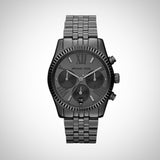 Michael Kors Lexington Chronograph Black Dial Black Steel Strap Watch For Women - MK5709