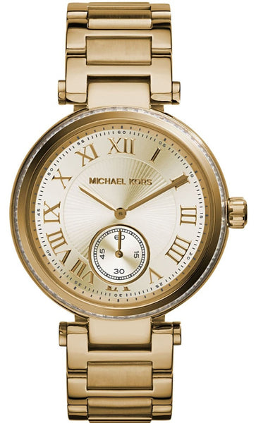 Michael Kors Skylar Gold Dial Gold Steel Strap Watch for  display picture 1