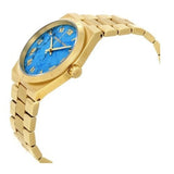 Michael Kors Channing Turquoise Dial Gold Steel Strap Watch For Women - MK5894