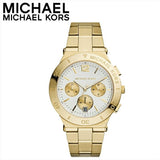 Michael Kors Wyatt Chronograph White Dial Gold Steel Strap Watch For Women - MK5933