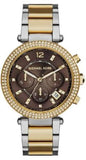 Michael Kors Parker Chronograph Brown Dial Two Tone Steel Strap Watch for Women - MK6118