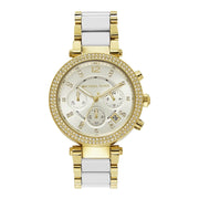 Michael Kors Parker White Dial Two Tone Steel Strap Watch for Women - MK6119