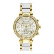Michael Kors Parker White Dial Two Tone Steel Strap Watch for Women - MK6119