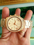 Michael Kors Byrn Quartz Gold Dial Gold Steel Strap Watch For Women - MK6134