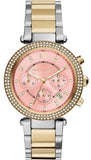 Michael Kors Parker Pink Dial Two Tone Steel Strap Watch for Women - MK6140