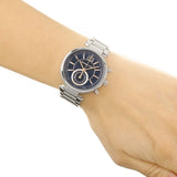 Michael Kors Sawyer Navy Blue Dial Silver Steel Strap Watch for Women - MK6224