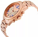 Michael Kors Bradshaw Chronograph Rose Gold Dial Rose Gold Steel Strap Watch For Women - MK6321